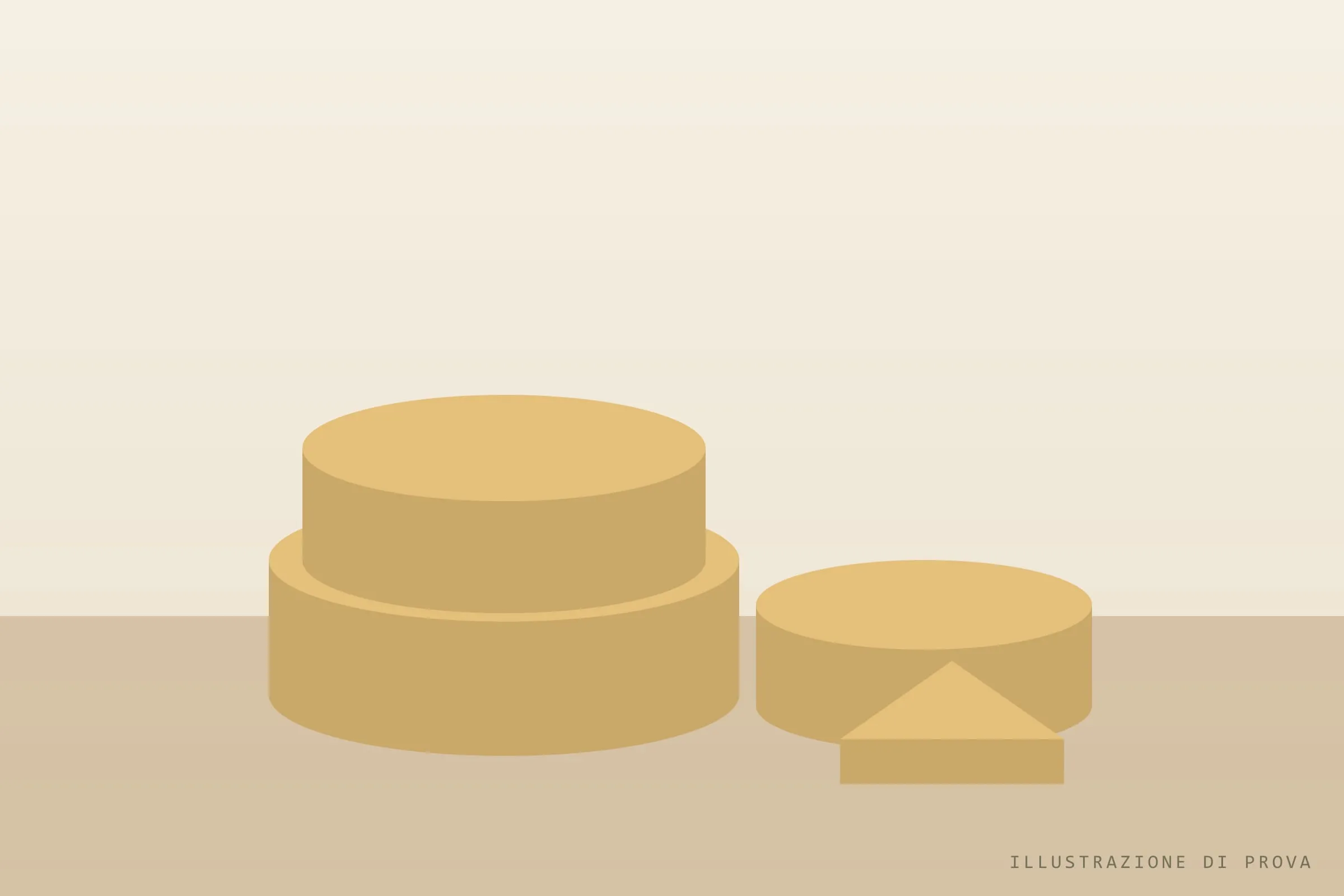 Illustrazione di prova: forme di formaggio su un tavolo