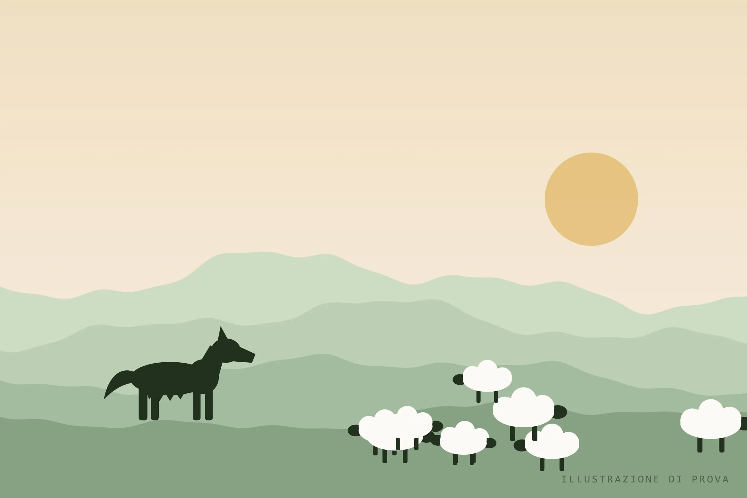 Illustrazione di prova: un cane accanto alle pecore